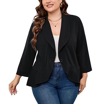 Women Plus Size Casual Blazer Open Front Long Sleeve Work Office Cardigan Jackets