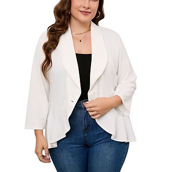 Women Plus Size Casual Blazer Open Front Long Sleeve Work Office Cardigan Jackets