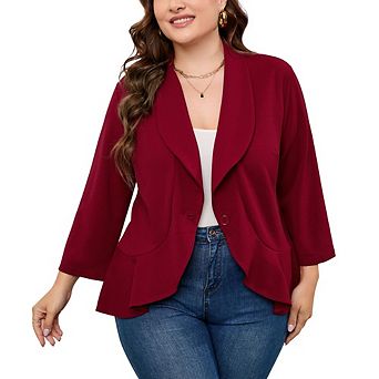 Women Plus Size Casual Blazer Open Front Long Sleeve Work Office Cardigan Jackets