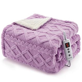 Machine Washable Heated Throw Blanket, Thick Tufted Sherpa, 10 Heating Levels