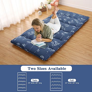 Japanese Futon Floor Mattress, Japanese Style Floral Pattern Mattress