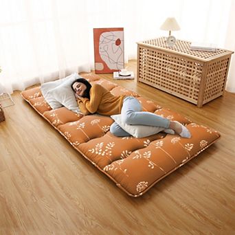 Japanese Futon Floor Mattress, Japanese Style Floral Pattern Mattress