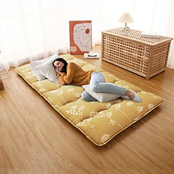 Japanese Futon Floor Mattress, Japanese Style Floral Pattern Mattress