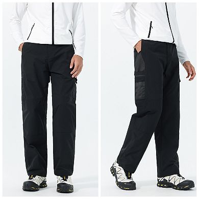 Men's Water Resistant Cargo Pants Lightweight Hiking Elastic Waistband Utility Pockets