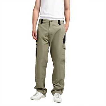 Men's Water Resistant Cargo Pants Lightweight Hiking Elastic Waistband Utility Pockets