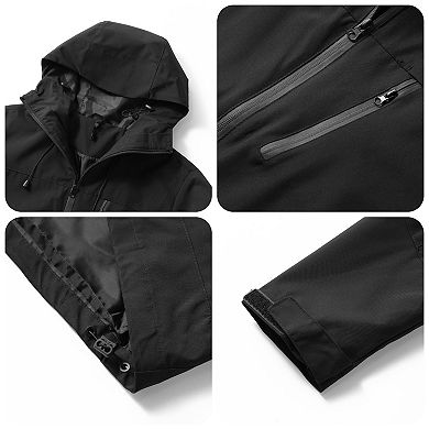 Men's Hooded Softshell Jacket Lightweight Waterproof Windproof Colorblock