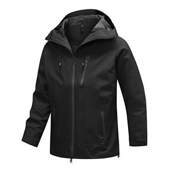 Men's Hooded Softshell Jacket Lightweight Waterproof Windproof Colorblock