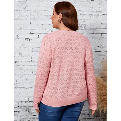 Women's Plus Size Light Weight Cardigan Sweater Long Sleeve Knitted Sweaters Coat