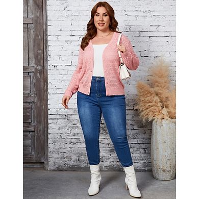 Women's Plus Size Light Weight Cardigan Sweater Long Sleeve Knitted Sweaters Coat