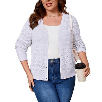 Women's Plus Size Light Weight Cardigan Sweater Long Sleeve Knitted Sweaters Coat