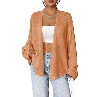 Womens Oversized Cardigan Sweater Long Sleeve Open Front Sweater Coat Lightweight Fall Winter Outfit
