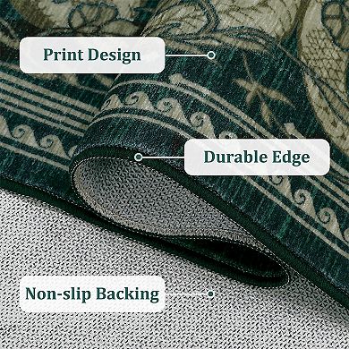 Snake Machine Washable Rug with Non-Slip Backing, Soft Low Pile Stain Resistant Ultra-Thin Carpet
