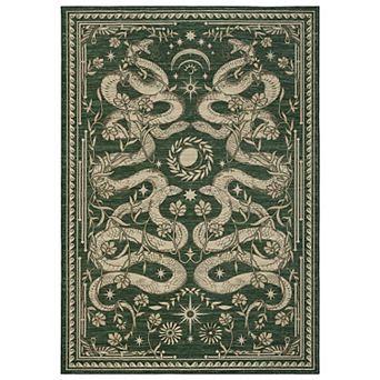 Snake Machine Washable Rug with Non-Slip Backing, Soft Low Pile Stain Resistant Ultra-Thin Carpet