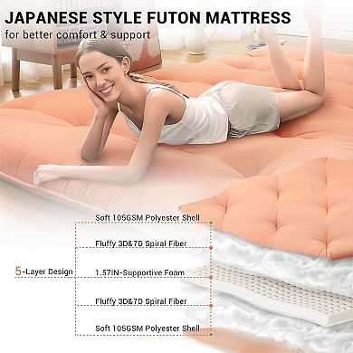 Japanese Futon Floor Mattress, Tatami Mat Foldable Japanese Floor Bed Roll Up Mattress