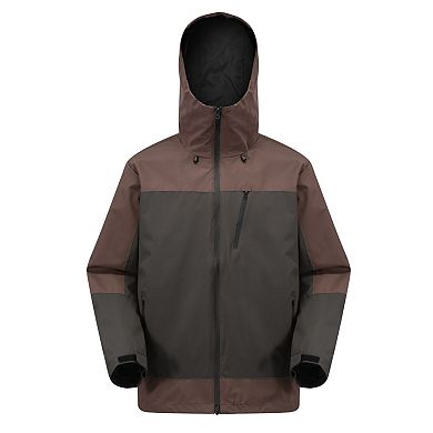 Men's Hooded Softshell Jacket Lightweight Waterproof Windproof Colorblock