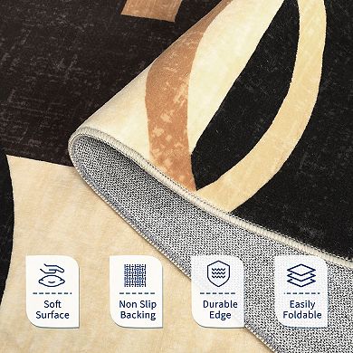 Modern Geometric Machine Washable Non-Slip Rug, Non-Shedding Foldable Low Pile Indoor Floor Mat