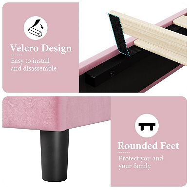 Bed Frame w/Upholstered Headboard, Platform Bed Frame with Strong Wood Slats, Noise Free