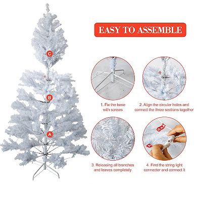 6.5 Ft Prelit Artificial Christmas Tree with 250 LED Lights & 818 Branches Tips, White