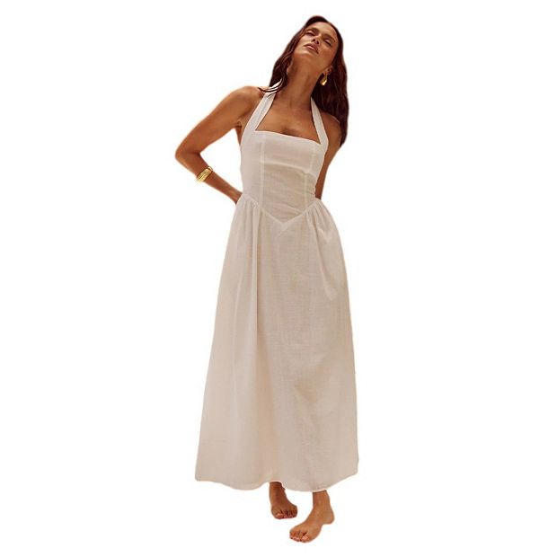 slim fit dress slacks Solana Off Shoulder Midi Dress - Blue