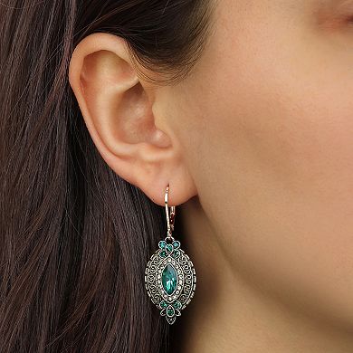 1928 Color Stone Clear Crystal Leverback Earrings