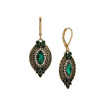 1928 Color Stone Clear Crystal Leverback Earrings