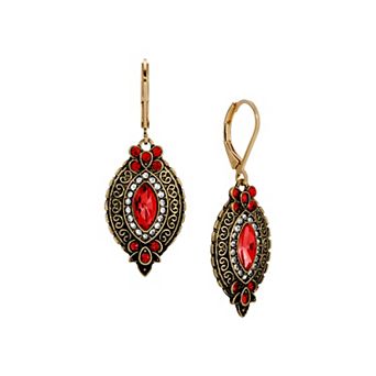 1928 Color Stone Clear Crystal Leverback Earrings