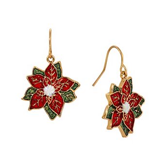 1928 Gold-Tone Poinsettia Wire Earrings