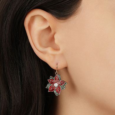 1928 Gold-Tone Poinsettia Wire Earrings