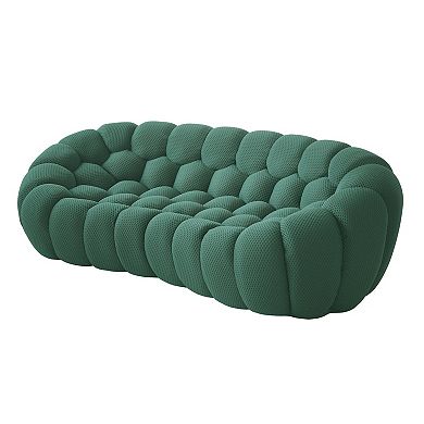 98.43'' Comfy Breathable Mesh Fabric Upholstered Curved Couch, 3D Honeycomb Shape Modern Couch