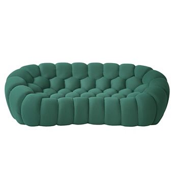 98.43'' Comfy Breathable Mesh Fabric Upholstered Curved Couch, 3D Honeycomb Shape Modern Couch