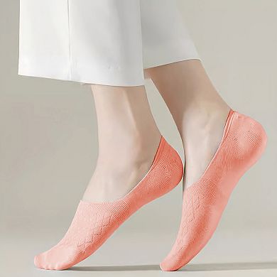 Women's Solid No Show Socks Non Slip Cotton 6Pk