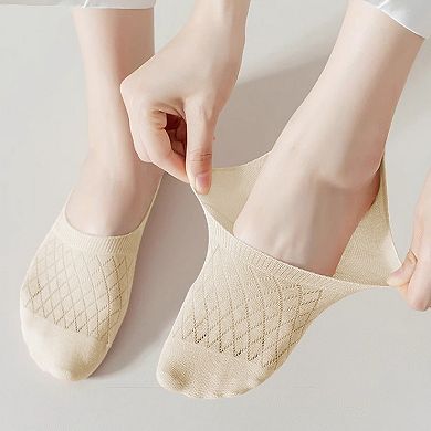 Women's Solid No Show Socks Non Slip Cotton 6Pk