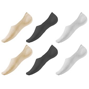 Women's Solid No Show Socks Non Slip Cotton 6 pk