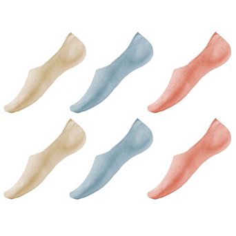 Women's Solid No Show Socks Non Slip Cotton 6 pk