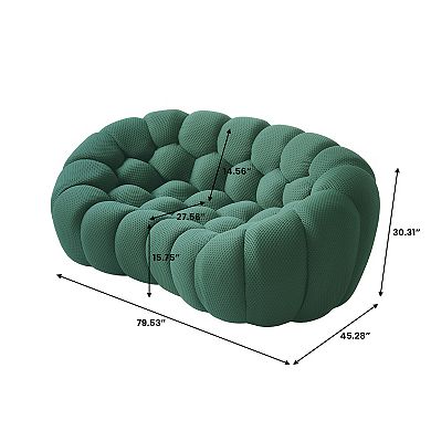 79.53'' Modern Bubble Sofa, Comfy Upholstered Loveseat Sofa, Lazy Floor Curved Couch