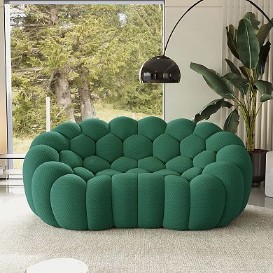 79.53'' Modern Bubble Sofa, Comfy Upholstered Loveseat Sofa, Lazy Floor Curved Couch