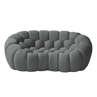 79.53'' Modern Bubble Sofa, Comfy Upholstered Loveseat Sofa, Lazy Floor Curved Couch