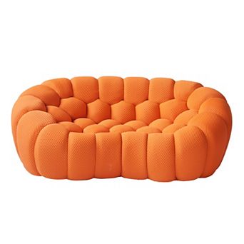 79.53'' Modern Bubble Sofa, Comfy Upholstered Loveseat Sofa, Lazy Floor Curved Couch