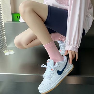 Women's Minimalist Solid Pink Crew Socks 3-Pack Soft Cotton Blend Comfort Fit Seamless Toe Design