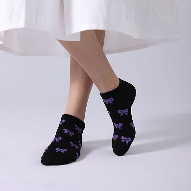 Women's No - Show Socks with Bow Pattern for Casual 5Pk