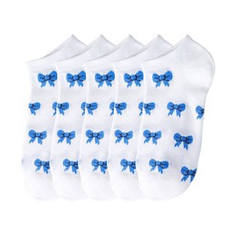 Women's No - Show Socks with Bow Pattern for Casual 5 pk