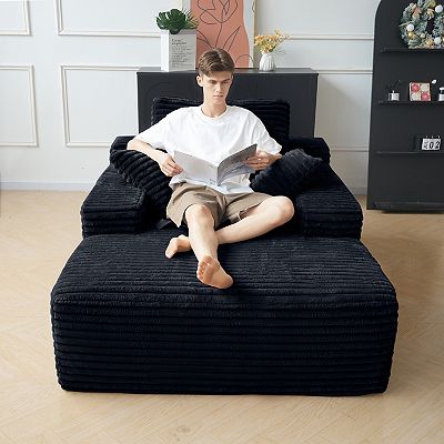 House on the Hill corduroy オリジナルショッパー付き Oversized Chaise Lounge Chair Indoor, 67'' Corduroy Boneless Sofa