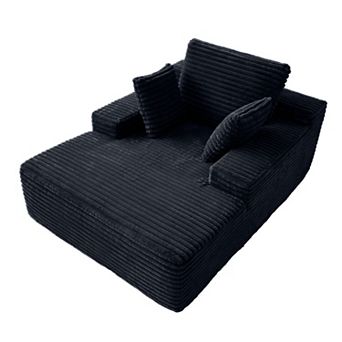 Oversized Chaise Lounge Chair Indoor, 67'' Corduroy Boneless Sofa Bed, Modern Upholstered Deep Seat