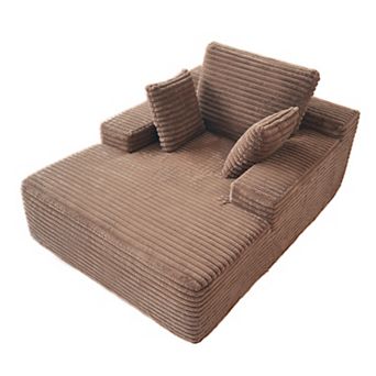 Oversized Chaise Lounge Chair Indoor, 67'' Corduroy Boneless Sofa Bed, Modern Upholstered Deep Seat
