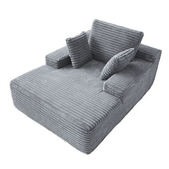 Oversized Chaise Lounge Chair Indoor, 67'' Corduroy Boneless Sofa Bed, Modern Upholstered Deep Seat