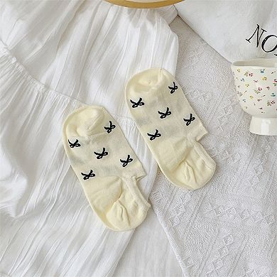 Women's No - Show Liner Socks with Bow Pattern 5Pk