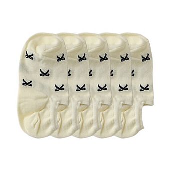 Women's No - Show Liner Socks with Bow Pattern 5 pk
