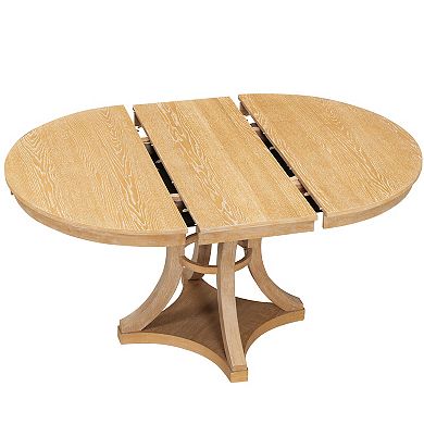 Whisen 5-Piece Vintage Extendable Dining Table Set with Removable Leaf and Cushioned Chairs