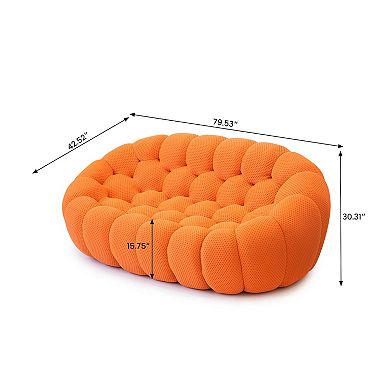 79.53'' Modern Curved Sofas for Living Room, 2 Seater LoveSofa Lazy Floor Sofa, Large Bean Bag Chair