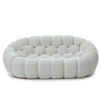79.53'' Modern Curved Sofas for Living Room, 2 Seater LoveSofa Lazy Floor Sofa, Large Bean Bag Chair